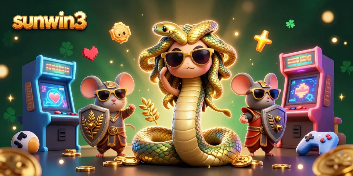 Engage with sunwin3 in an energetic casino scene featuring Medusa and a warrior mouse.