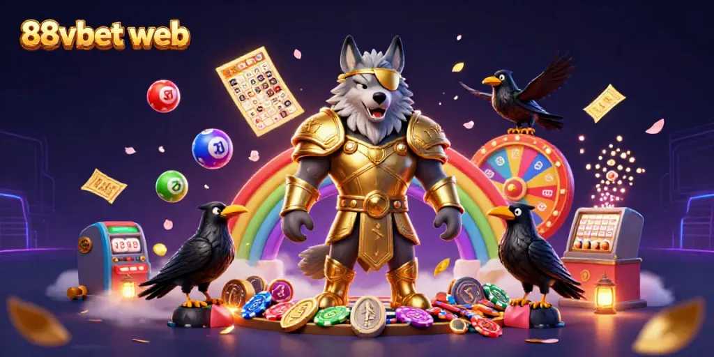 Experience thrilling fun at 88vbet web with a vibrant casino-themed Norse mythology scene.